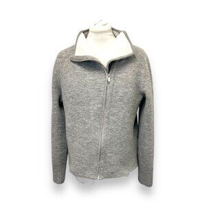 DKNY Womens Long Sleeve Gray Asymmetric Full-Zip Sweater Jacket Large